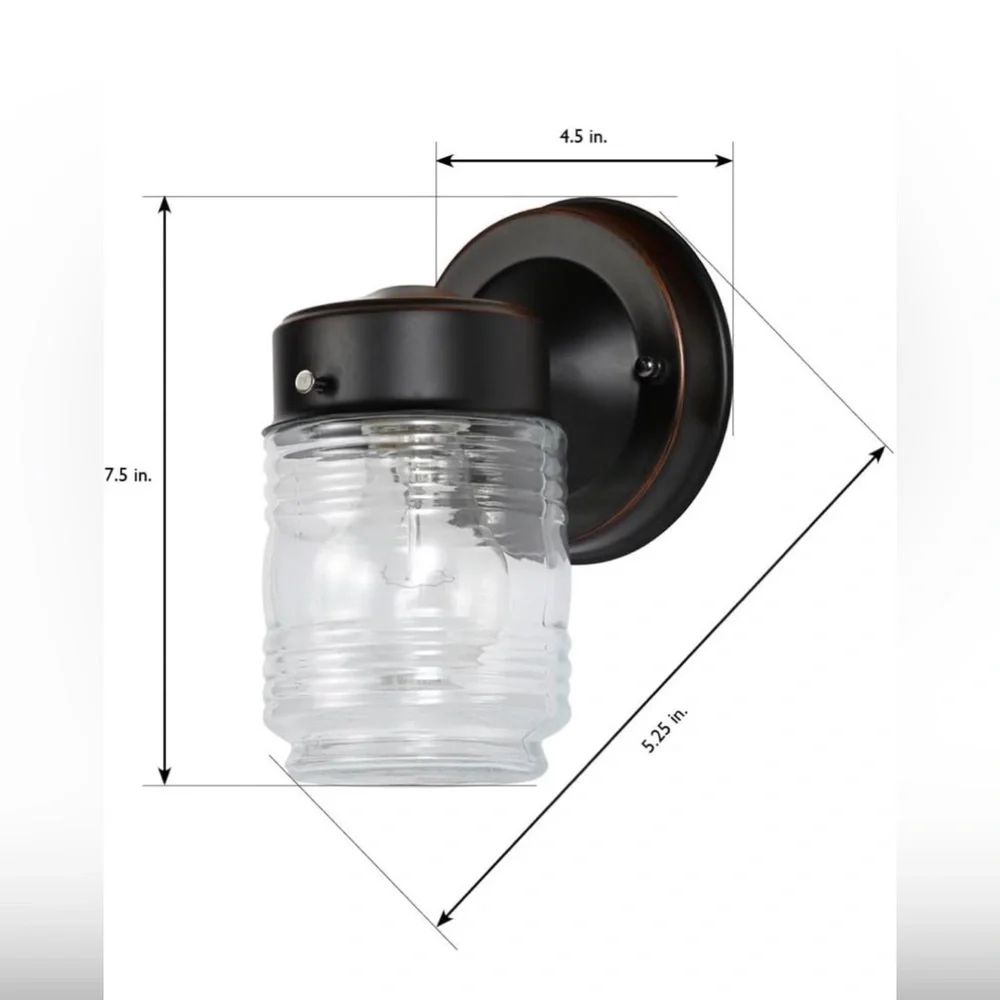 Hampton Bay 7.2 in. 1-Light Matte Black Jelly Jar Outdoor Wall Lantern Sconce